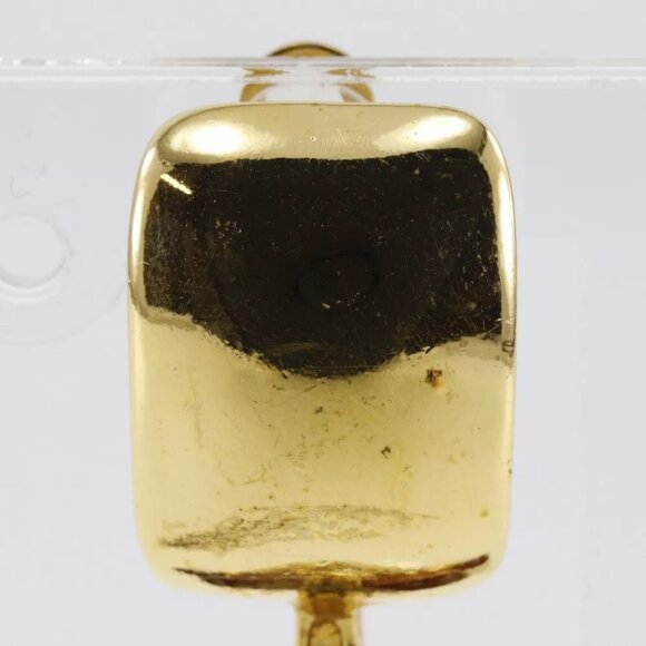 CHANEL COCO Mark Heart Earring Clover vintage Brown Plated Gold/plastic he... - Picture 11 of 15